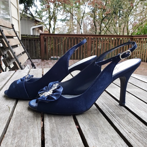 Satin Blue 3.5" Heels - Picture 3 of 4